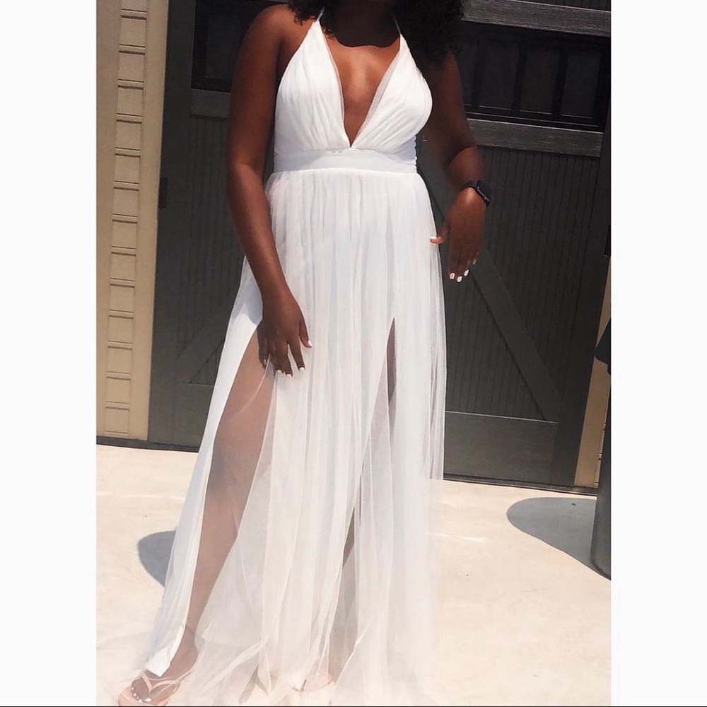 White Tulle Maxi Dress